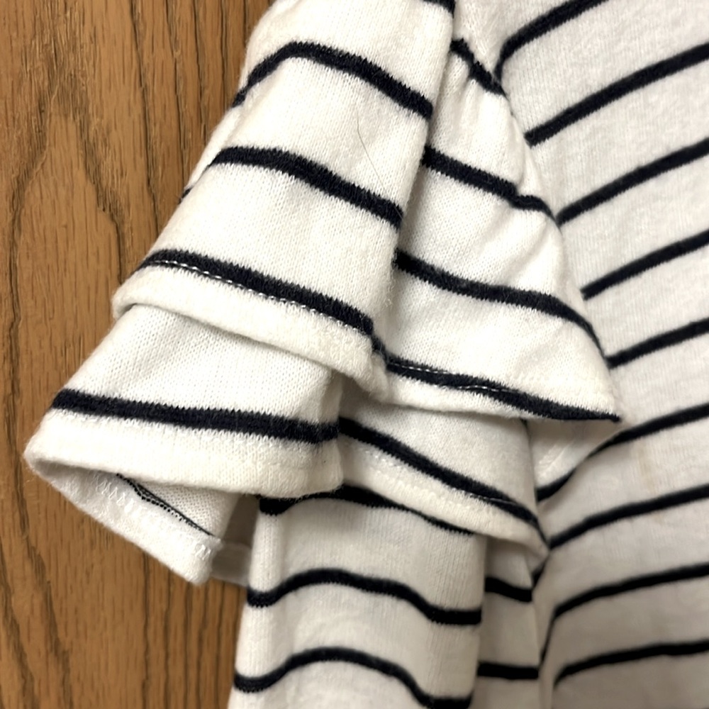 Caslon(r) Stripe Double-Layer Ruffle Shoulder Sweatshirt Top Bailey at Nordstrom - Picture 6 of 7